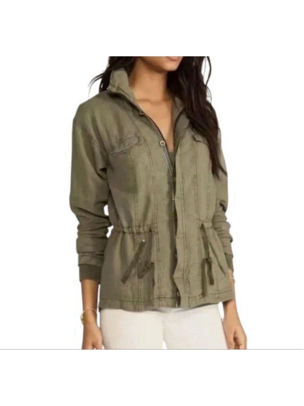 Michael Stars Olive Green Linen Utility Jacket Small